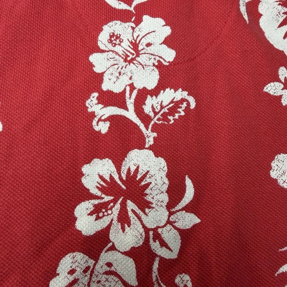 Baby Gap Red Floral Polo Shirt‎ 6–12M Cotton Hawaiian Teddy Bear